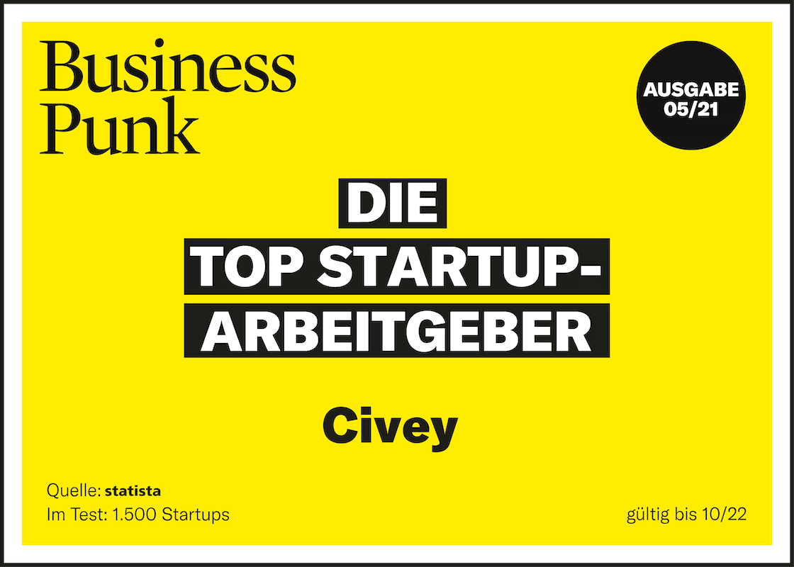 Ausgezeichnet als Top Arbeitgeber der deutschen Startup-Branche